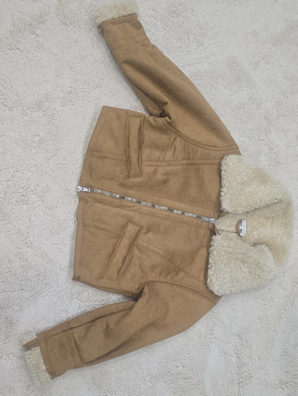 Moon River Cream Faux Shearling Jacket